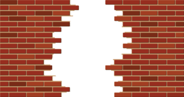 Vintage brick wall with hole png