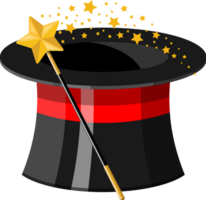Magic hat with wand rod png