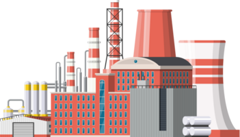 Industrial factory, power plant or pipes building png