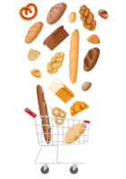 Bread and shopping cart png