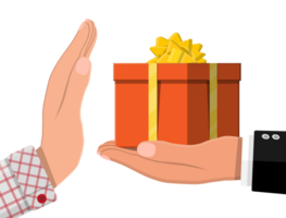 Hand giving gift box to other hand png