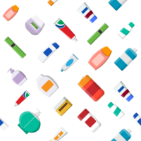 Pattern of various cosmetic bottles png