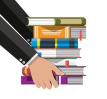 Stack of books with bookmarks png