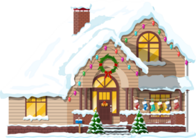 Suburban house covered snow png