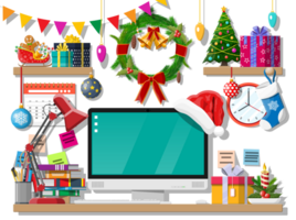 Christmas new year office desk workspace interior png