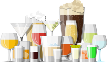 Alcohol drinks in glasses png