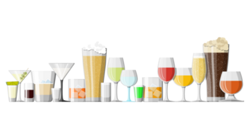 Alcohol drinks in glasses png