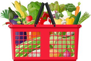 plástico cesta cheio do legumes png