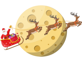 Santa claus on sleigh full of gifts and reindeers png