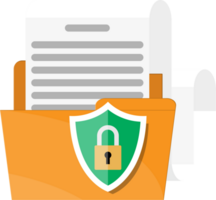 Folder with document paper roll, shield with lock png