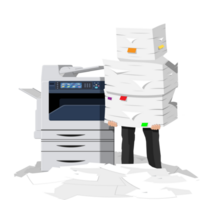 Pile of paper documents and printer png