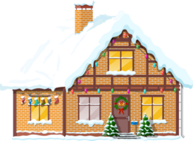 Suburban house covered snow png