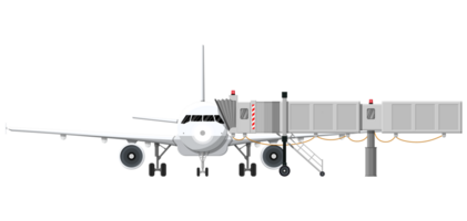 Aero bridge or jetway with aircraft png