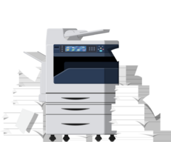 Pile of paper documents and printer png