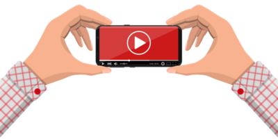 smartphone con video giocatore su schermo png