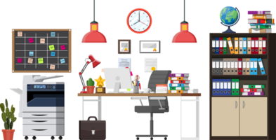 Office desk with computer png