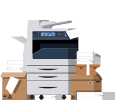 Pile of paper documents and printer png