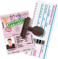Passaporte e embarque passar bilhete png