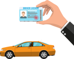 bestuurder licentie in hand- en oranje sedan auto png
