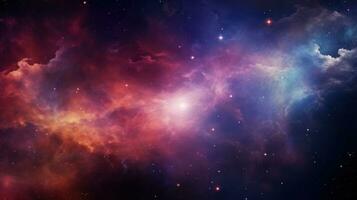 AI generated Vivid space scene with colorful celestial elements photo