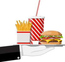 Cup of cola with fries and cheeseburger png