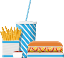 Cup of cola with fries and hotdog png