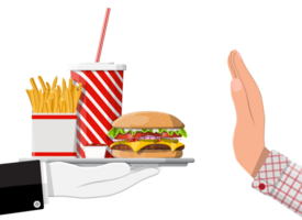 Man refuses take fast food with hand gesture png