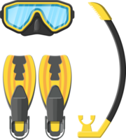 Diving mask with snorkel and flippers png