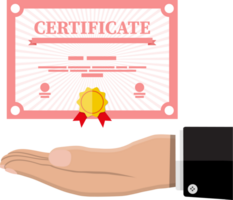 Paper certificate with stamp and ribbons png