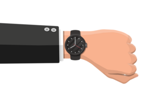 Wristwatch, black clock with strap png