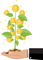 dinero árbol con dorado monedas png