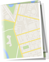 Folded paper city map png