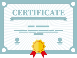 Paper certificate with stamp and ribbons png