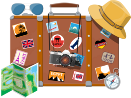 Modern and vintage travel bag png