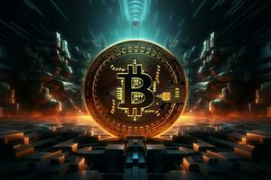 AI generated Crypto trade BTC bitcoin illustration for graphics, marketing, promotion photo