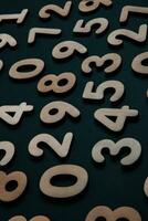 Background or texture of numbers. Finance data concept. Mathematic. Banking or currency. Business and economic growth. photo