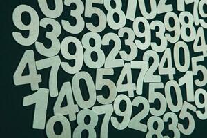 Background or texture of numbers. Finance data concept. Mathematic. Banking or currency. Business and economic growth. photo