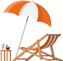 Wooden chaise lounge, umbrella, cocktail png
