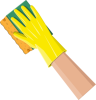 main dans gants avec éponge png