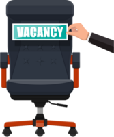 Office chair and sign vacancy in hand of boss png