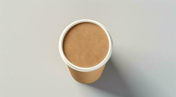 AI generated coffee cup empty mockup top view photo