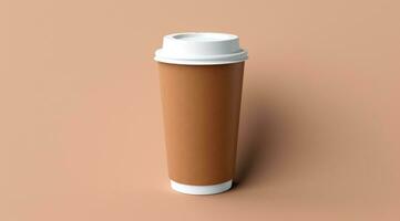 AI generated coffee cup empty mockup top view photo