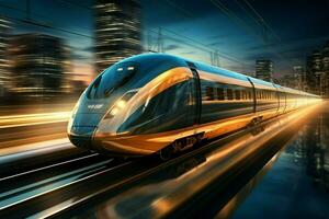 AI generated On the move High speed train in motion, conveying a business vibe photo