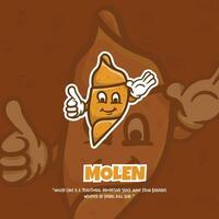 Molen mascot with Thumbs up and welcoming hand. Indonesian street food campaign template design vector