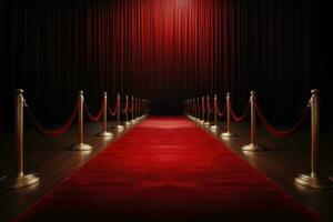 AI generated Red carpet with red carpet and red curtain, 3D rendering, An empty red carpet, AI Generated photo
