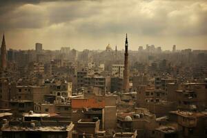 AI generated View of the city of Cairo, Egypt in a cloudy day, Cityscape of Cairo, AI Generated photo