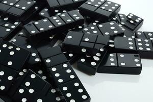 AI generated black dice on a white background, close up shot, top view, Black dominoes on a white background, AI Generated photo