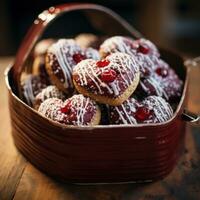 AI generated heartshaped raspberry cheesecake cookies photo