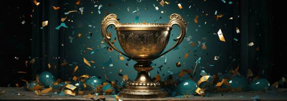 AI generated trophy trophy trophies with confetti photo