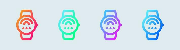 conectar reloj inteligente línea icono en degradado colores. inteligente dispositivo señales vector ilustración.